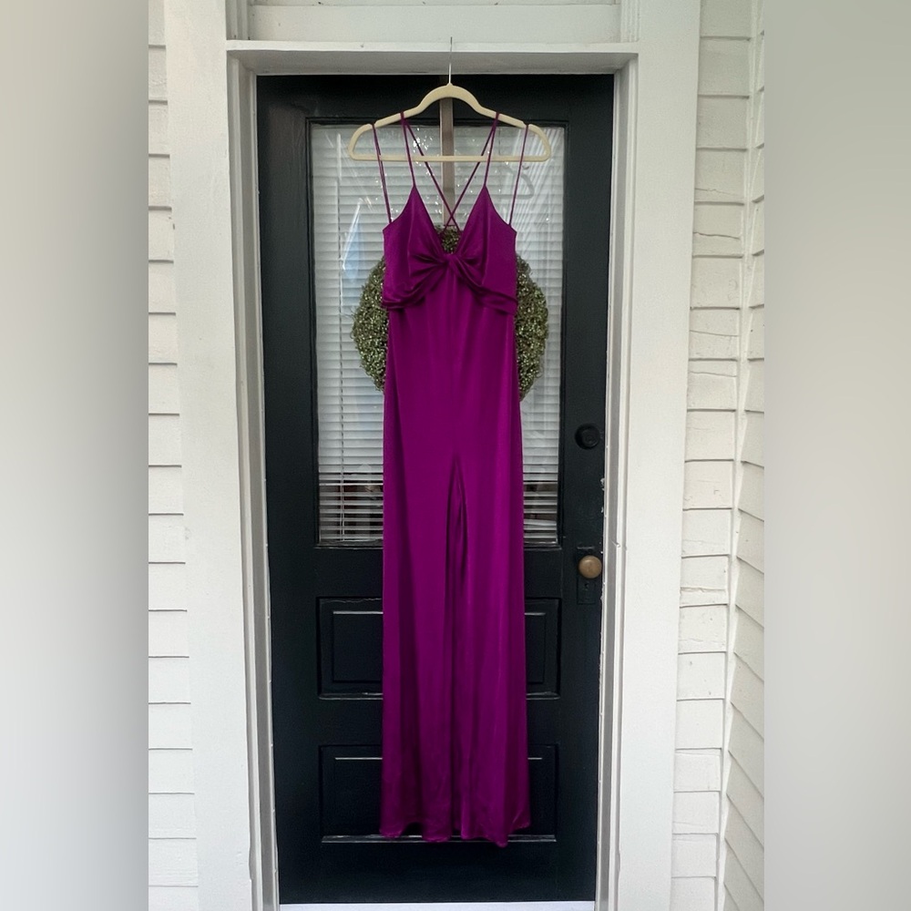 Ralph Lauren Collection Ralph Lauren Purple Jersey Wide-Leg Jumpsuit. Size 10